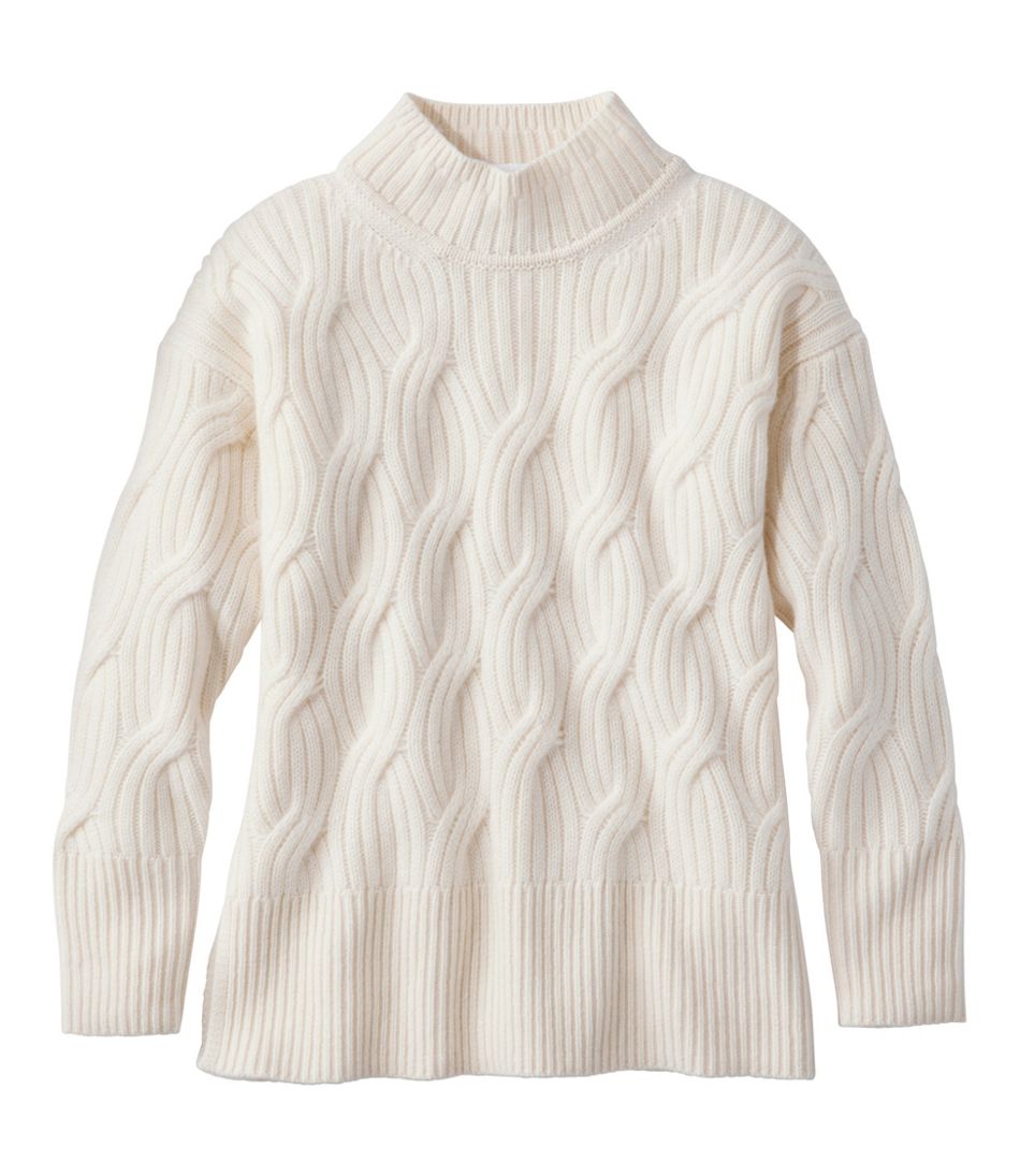 L.L.Bean Discount | Women's Signature Premium Cashmere Cable Sweaters, Mockneck