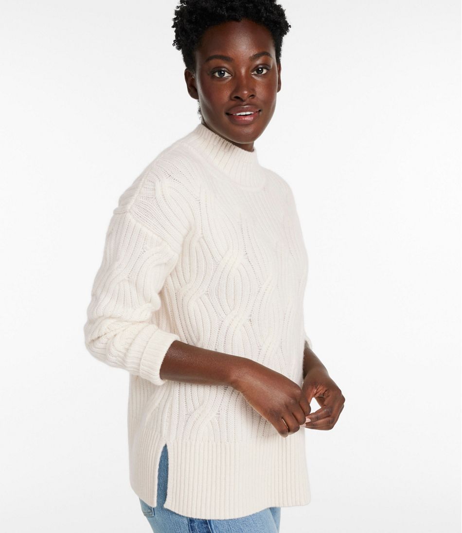 L.L.Bean Discount | Women's Signature Premium Cashmere Cable Sweaters, Mockneck