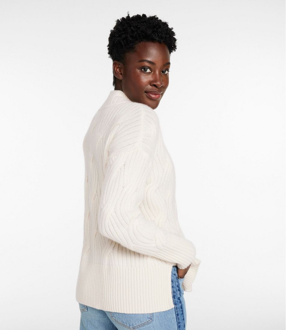 L.L.Bean Discount | Women's Signature Premium Cashmere Cable Sweaters, Mockneck