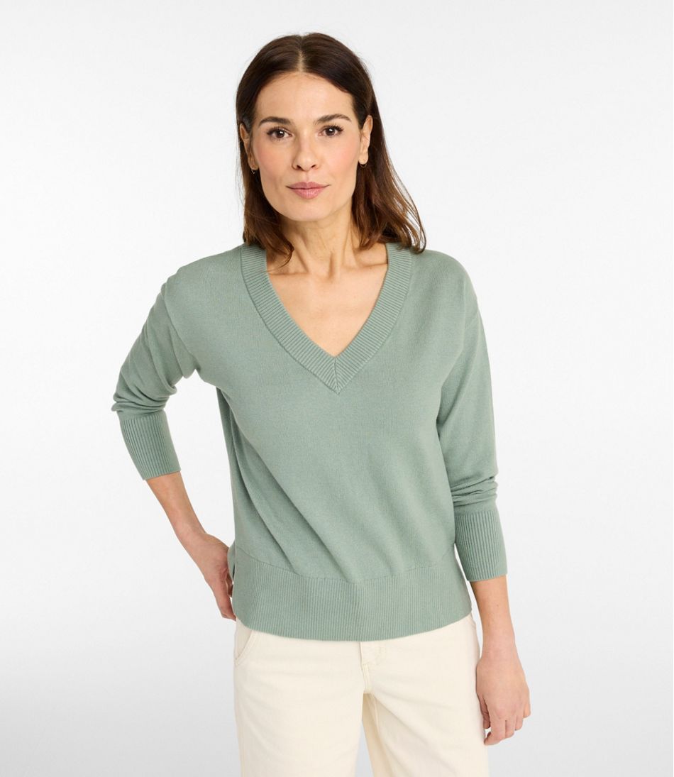 L.L.Bean Outlet | Women's Cotton/Cashmere Sweater, V-Neck