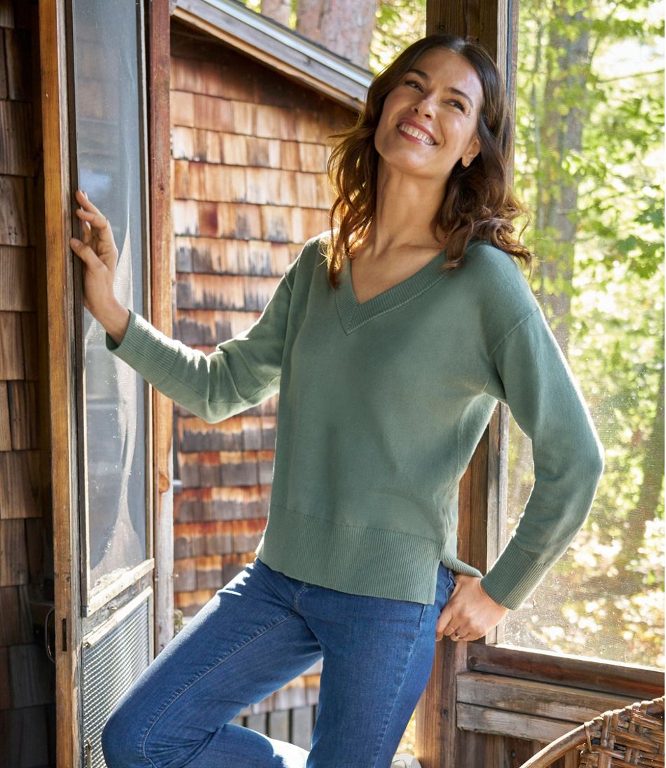 L.L.Bean Outlet | Women's Cotton/Cashmere Sweater, V-Neck