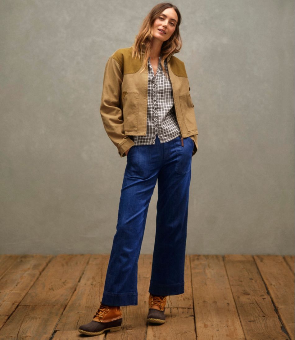 L.L.Bean New | Women's Signature Utility Jeans, Mid-Rise Wide-Leg Ankle