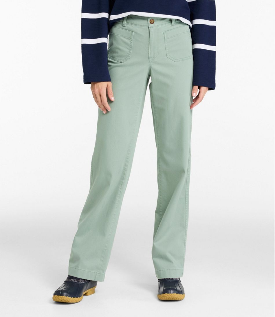 L.L.Bean Discount | Women's Comfort Stretch Patch Pocket Pants, Mid-Rise Wide Straight-Leg Chino