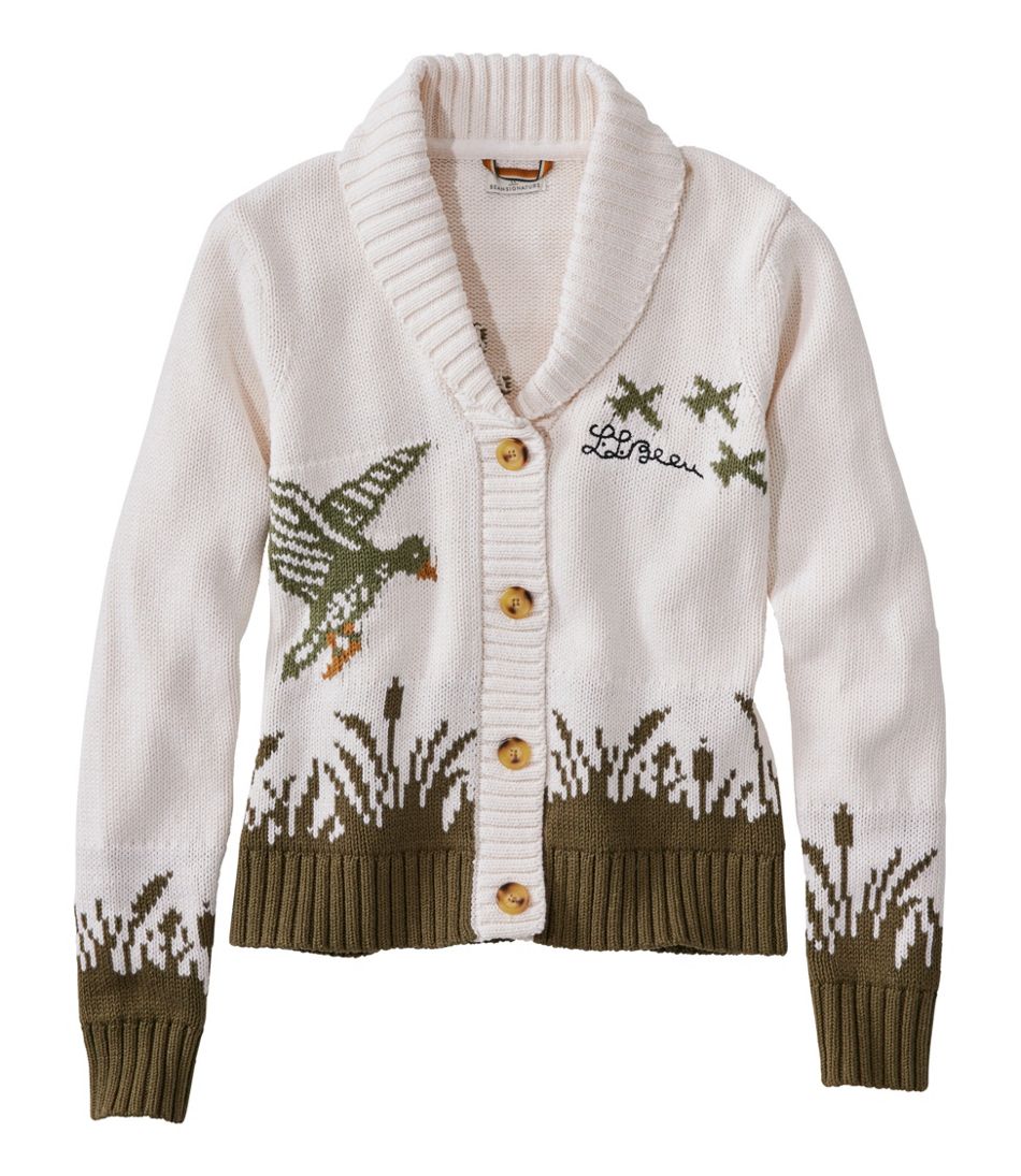 L.L.Bean Outlet | Women's Signature Original Cotton Sweater, Shawl Cardigan Novelty