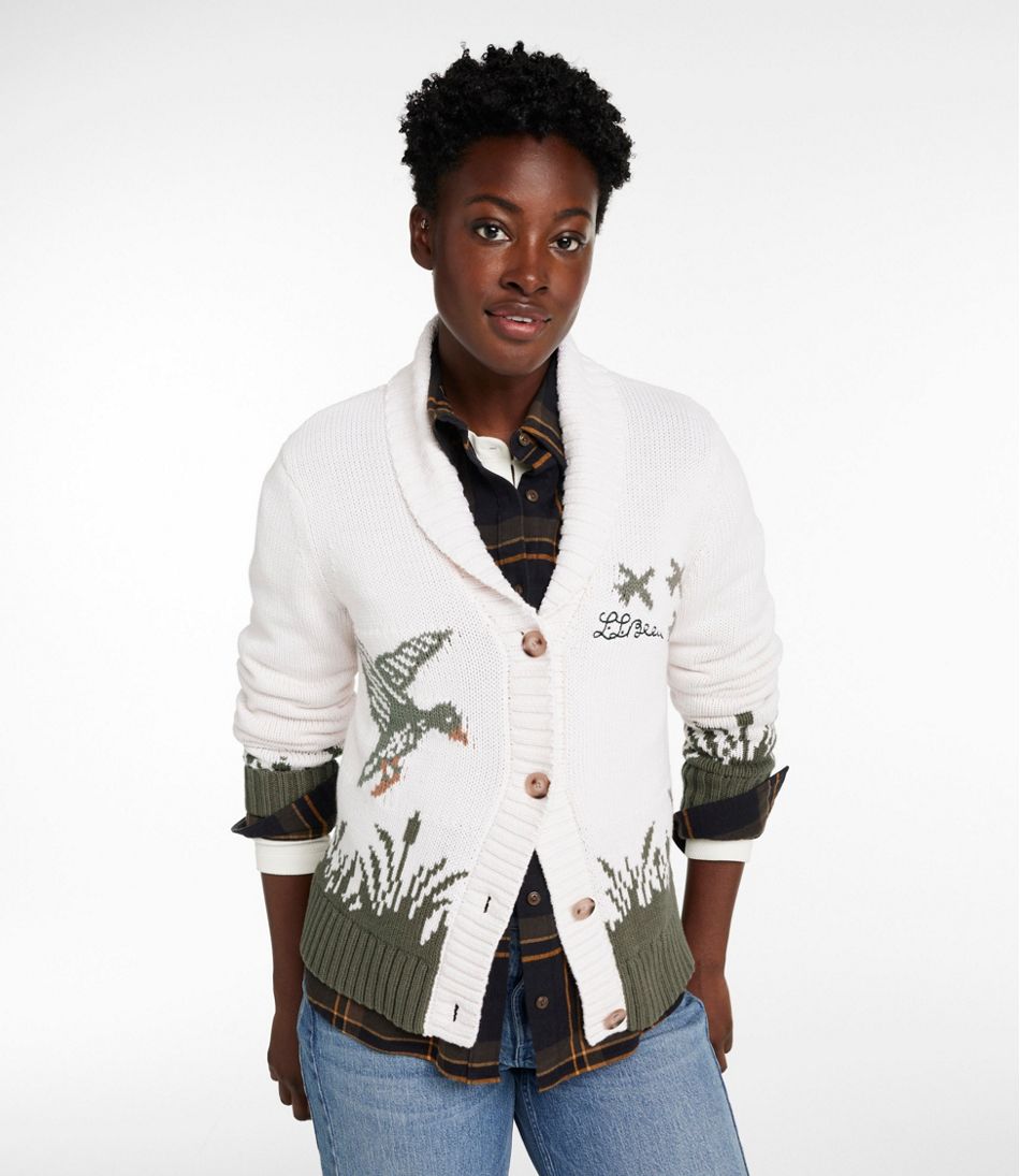 L.L.Bean Outlet | Women's Signature Original Cotton Sweater, Shawl Cardigan Novelty