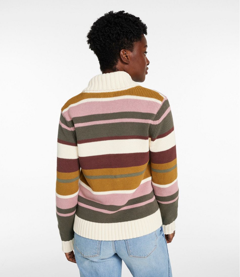L.L.Bean Discount | Women's Signature Original Cotton Sweater, Shawl Cardigan Stripe