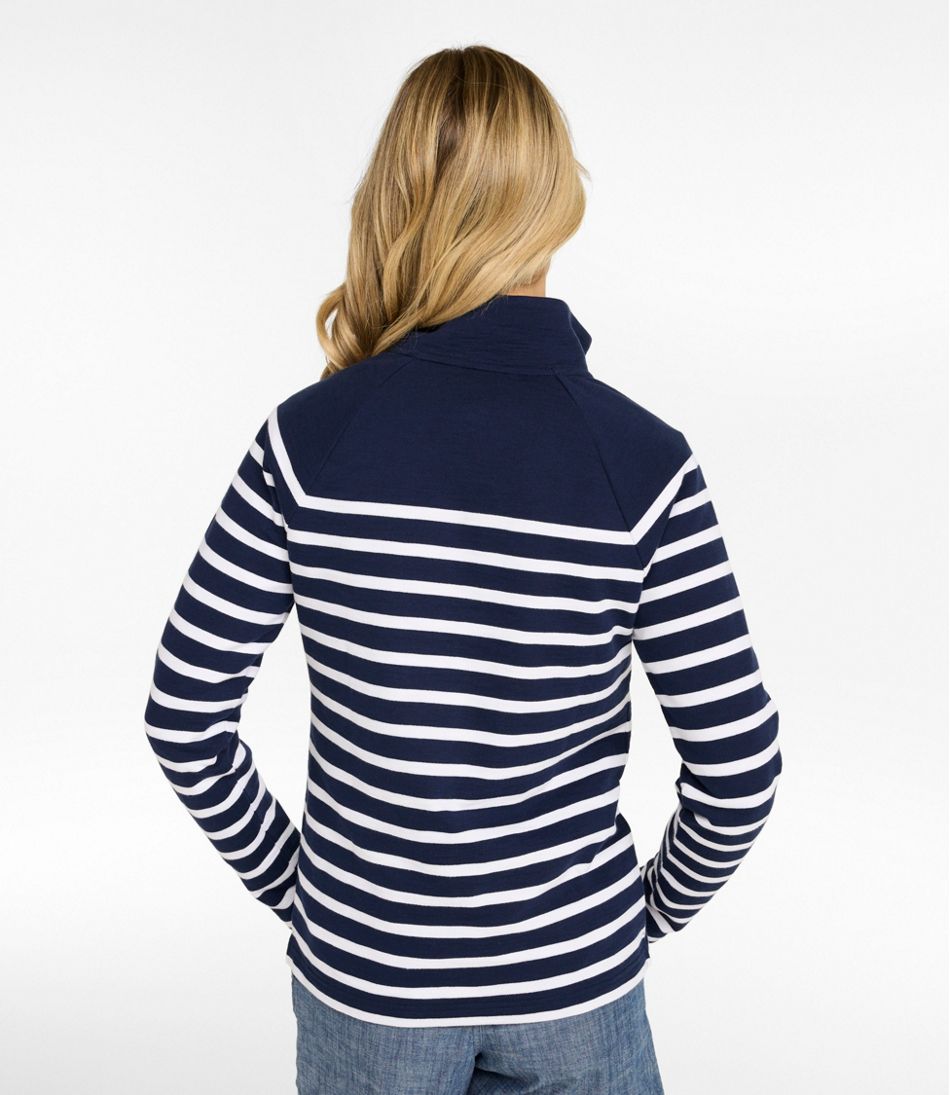 L.L.Bean On Sale | Women's Peaks Island Button Mockneck, Stripe
