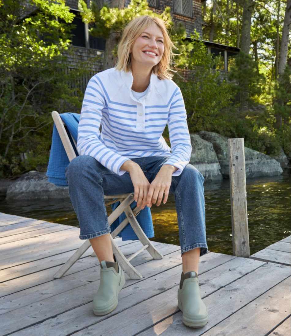 L.L.Bean On Sale | Women's Peaks Island Button Mockneck, Stripe