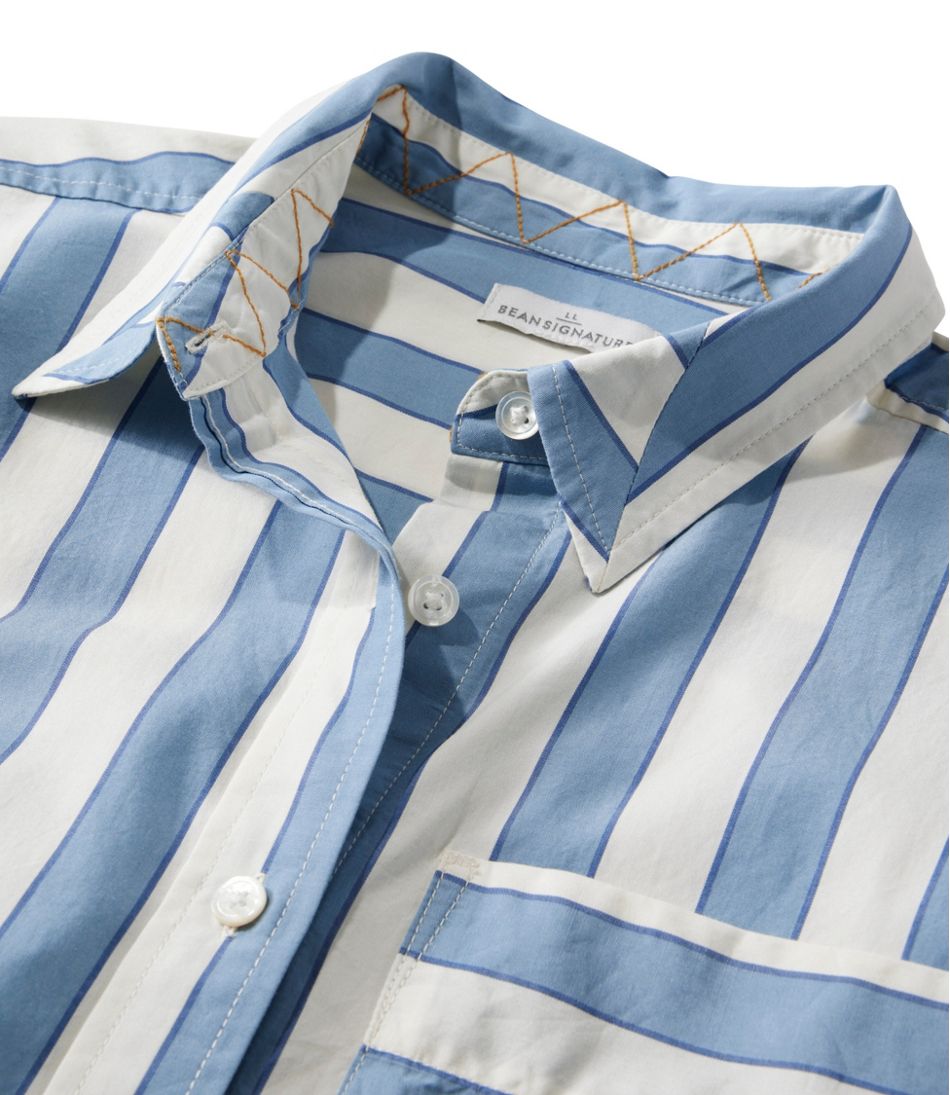 L.L.Bean For Sale | Women's Signature Premium Essential Poplin Shirt, Long-Sleeve Novelty Stripe