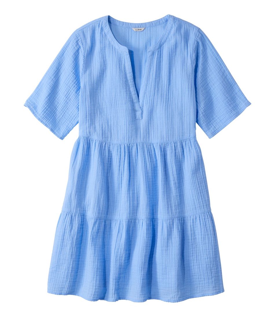L.L.Bean US | Women's Cloud Gauze Cover-Up Tiered Dress, Print