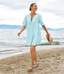 L.L.Bean US | Women's Cloud Gauze Cover-Up Tiered Dress, Print