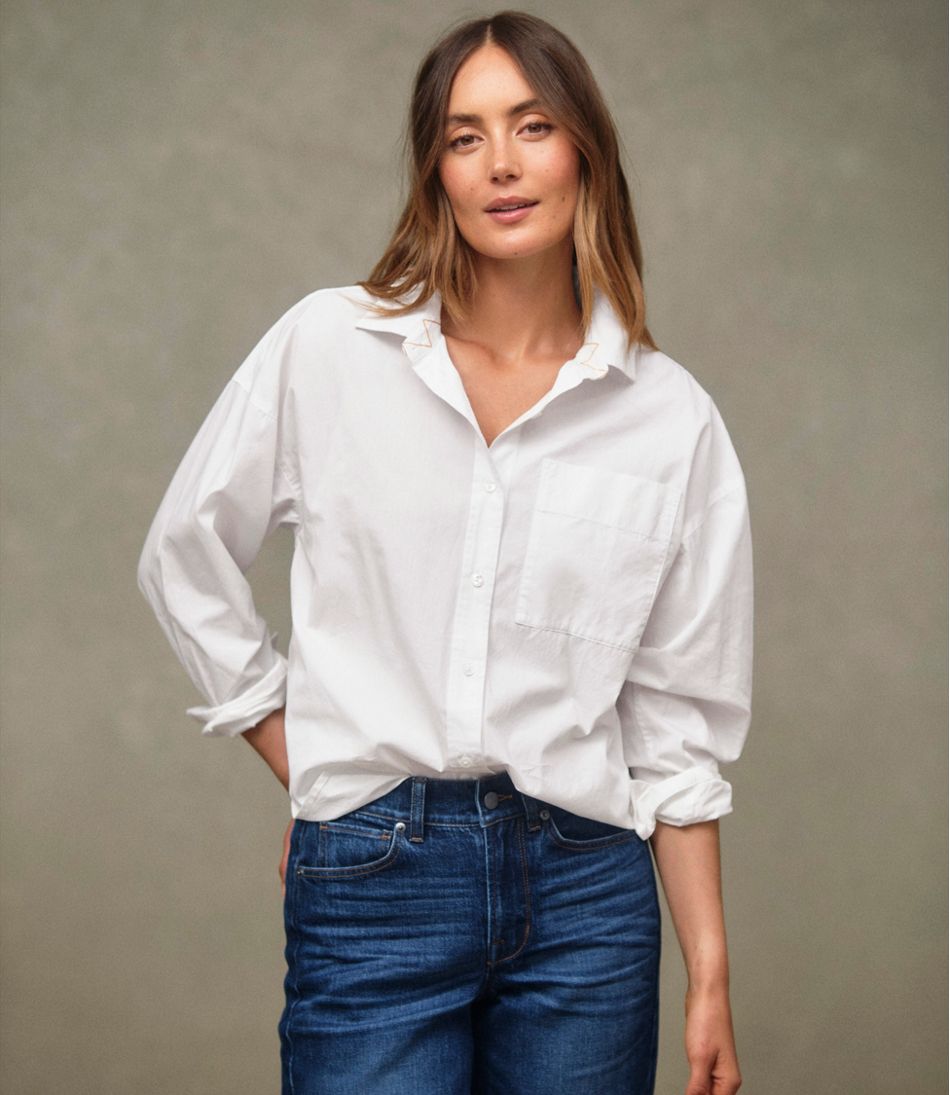 L.L.Bean On Sale | Women's Signature Premium Essential Poplin Shirt, Long-Sleeve