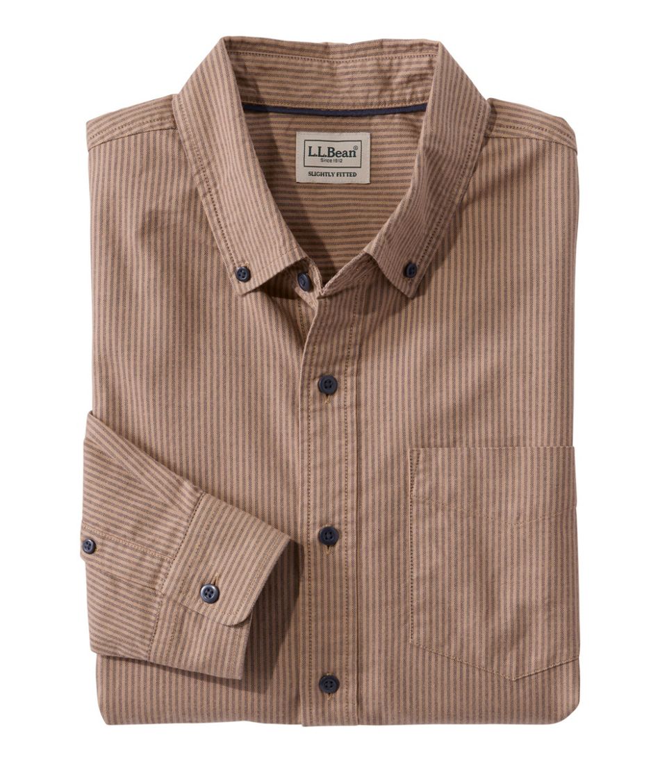 L.L.Bean US | Men's Sunwashed Oxford Shirt, Slightly Fitted Untucked Fit, Stripe