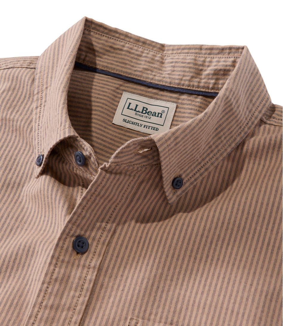 L.L.Bean US | Men's Sunwashed Oxford Shirt, Slightly Fitted Untucked Fit, Stripe