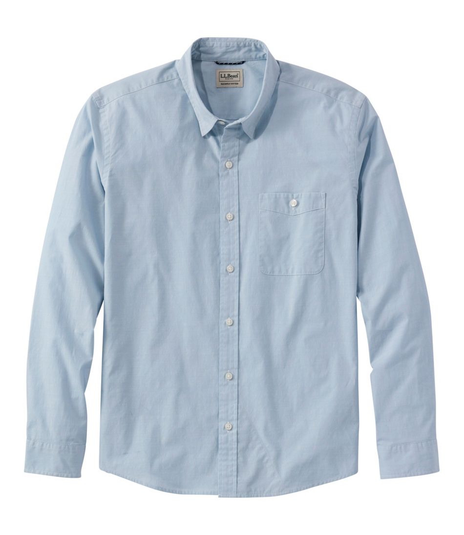 L.L.Bean New | Men's Comfort Stretch Performance® Chambray Shirt, Long-Sleeve, Slightly Fitted Untucked Fit