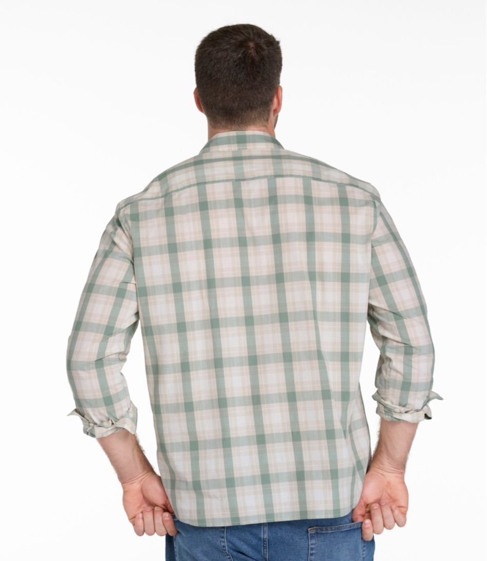 L.L.Bean Online | Men's Comfort Stretch Performance® Chambray Shirt, Long-Sleeve, Slightly Fitted Untucked Fit, Plaid