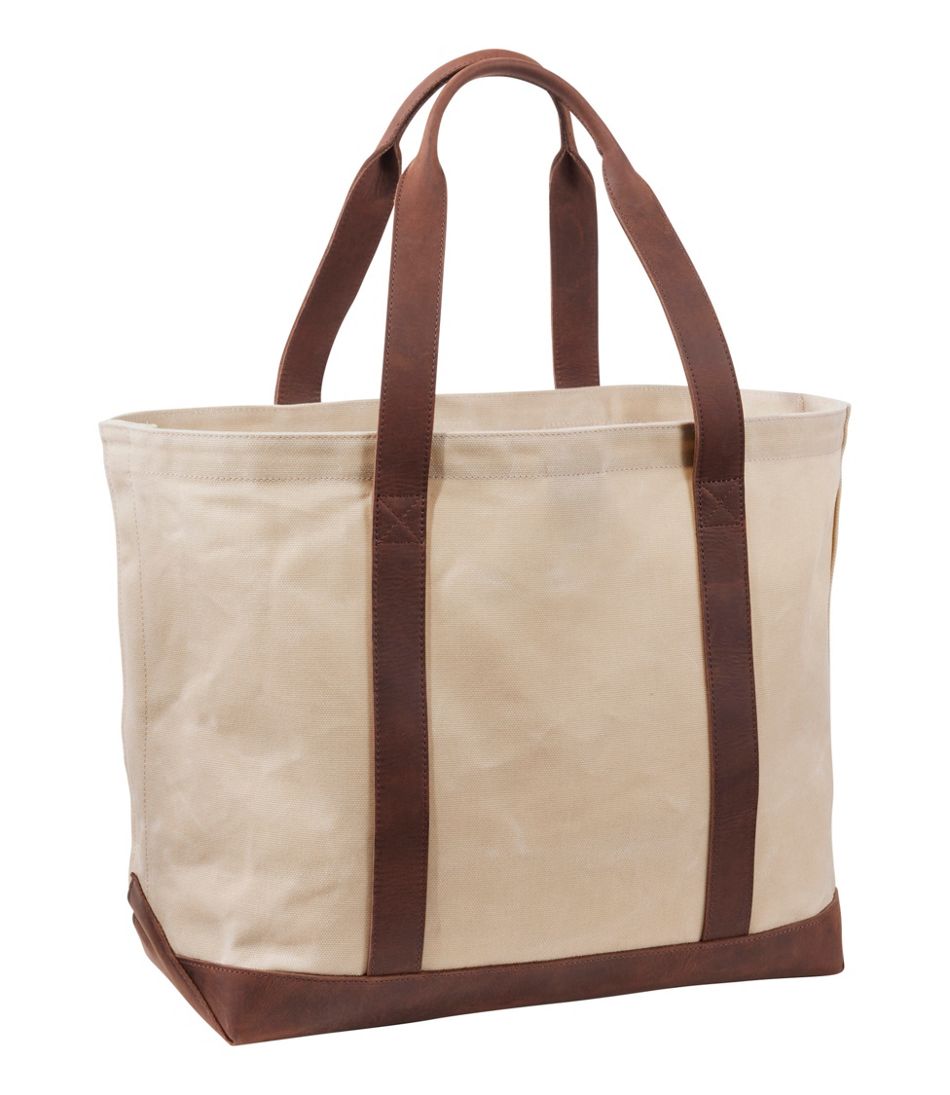 L.L.Bean Online | Leather-Trim Waxed Canvas Tote