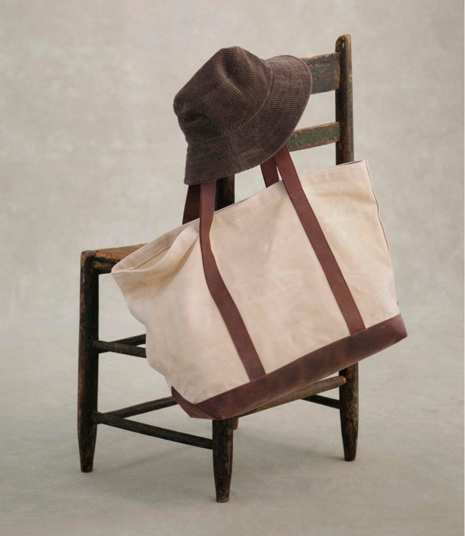 L.L.Bean Online | Leather-Trim Waxed Canvas Tote