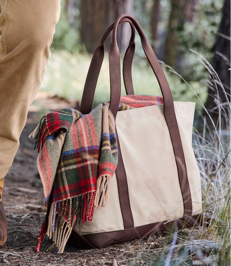 L.L.Bean Online | Leather-Trim Waxed Canvas Tote