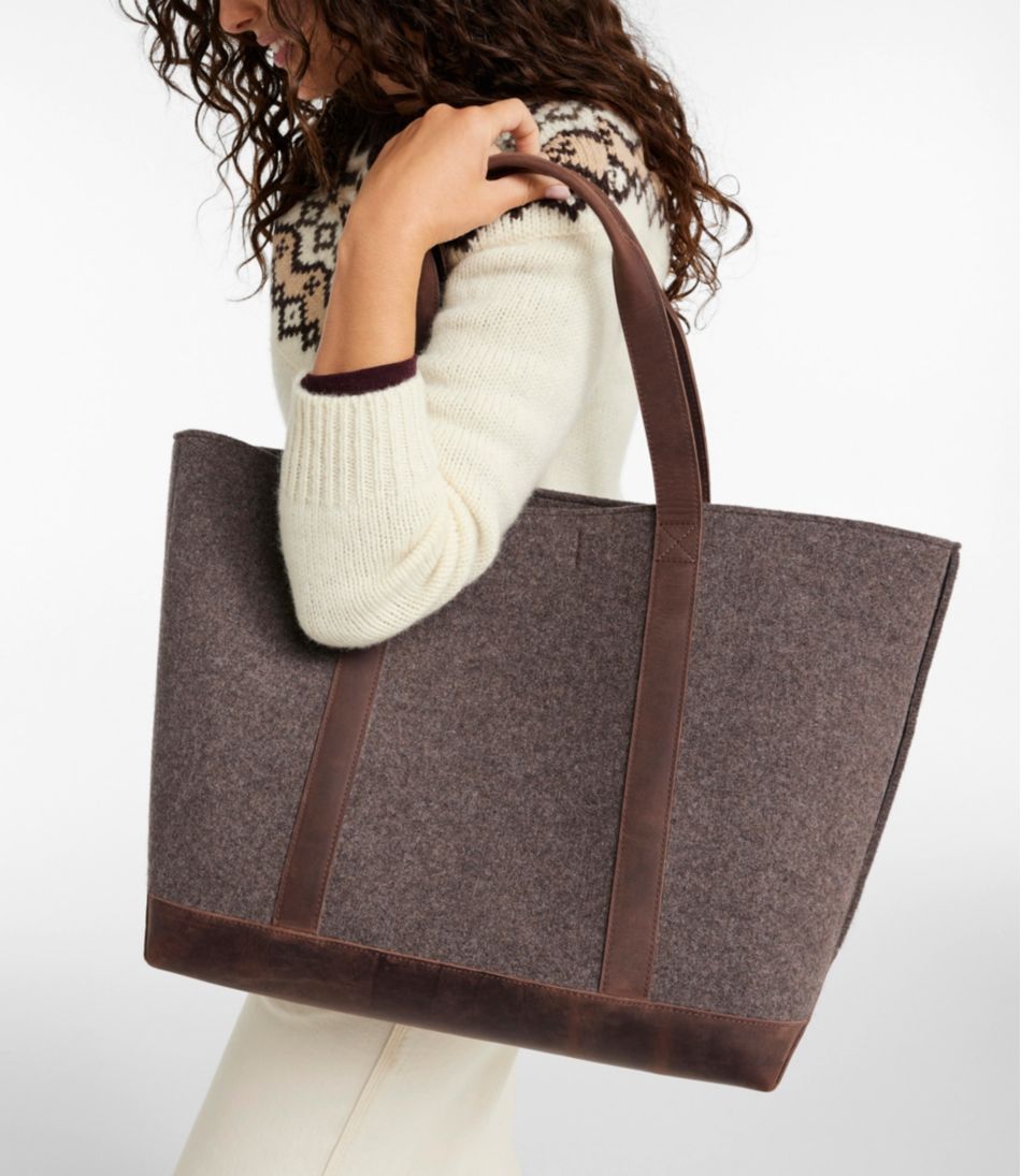 L.L.Bean Discount | Leather-Trim Wool Tote