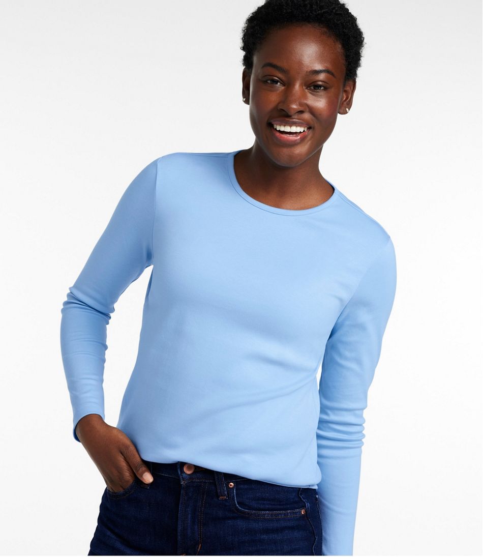 L.L.Bean On Sale | Women's Pima Cotton Tee, Long-Sleeve Crewneck