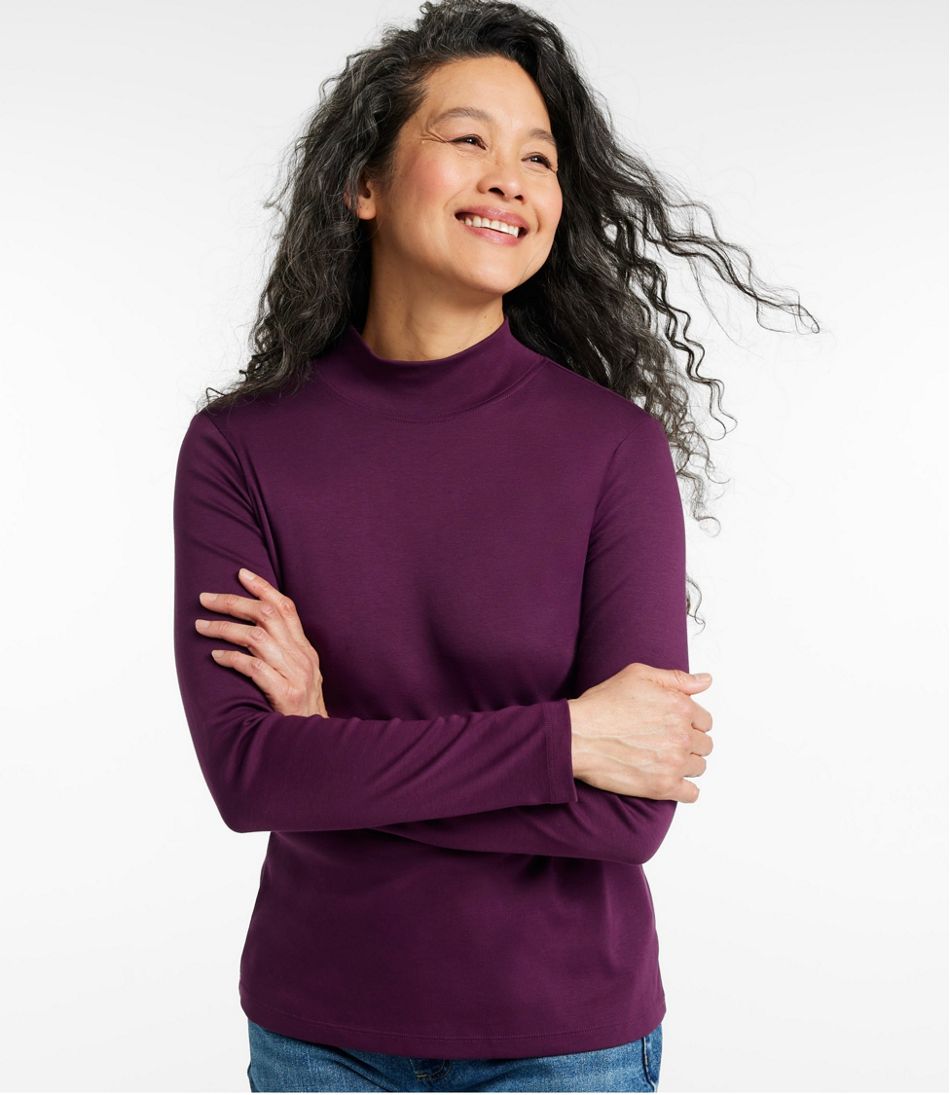 L.L.Bean Outlet | Women's Pima Cotton Tee, Long-Sleeve Mockneck