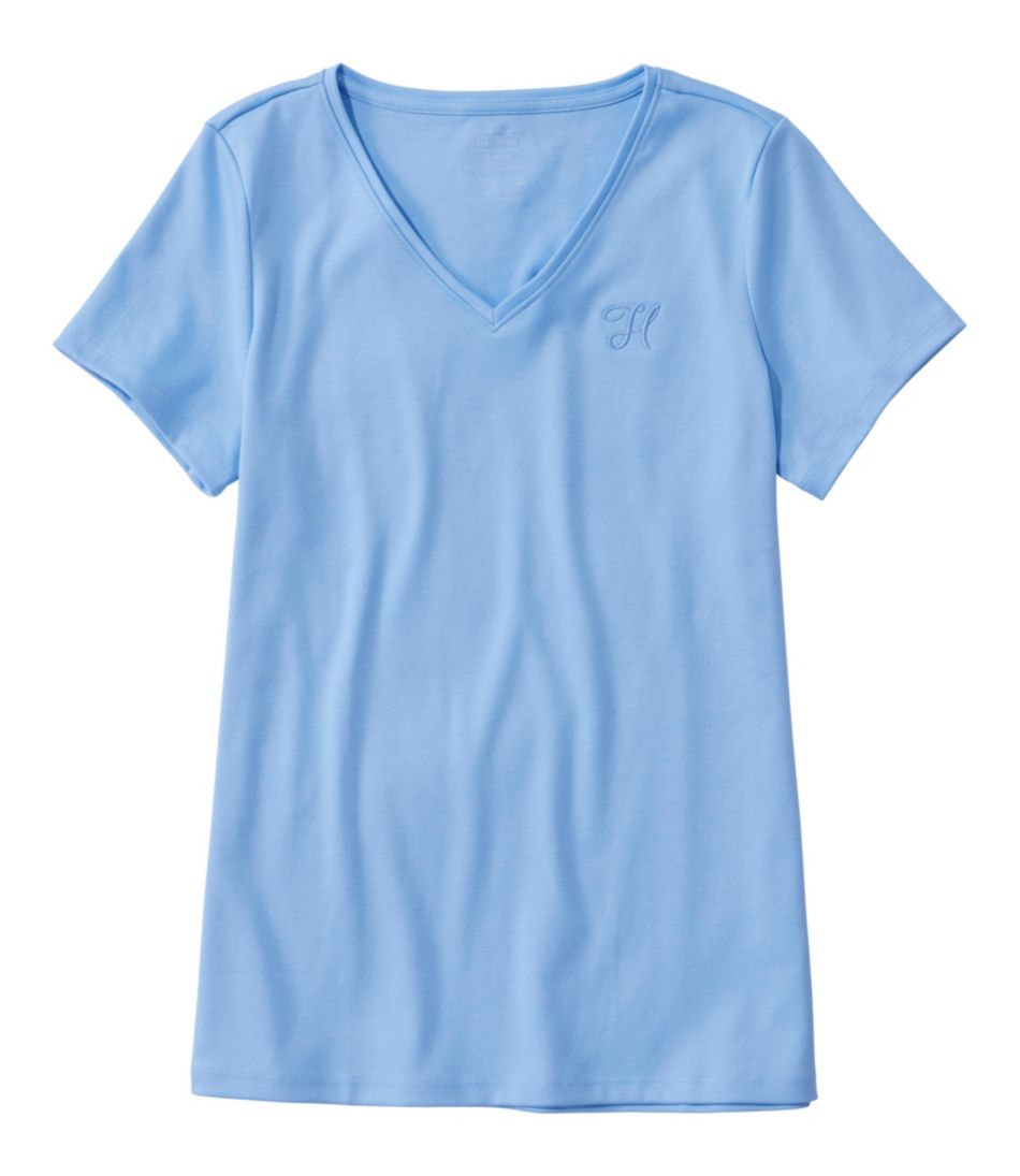L.L.Bean Sale | Women's Pima Cotton Shaped V-Neck, Short-Sleeve