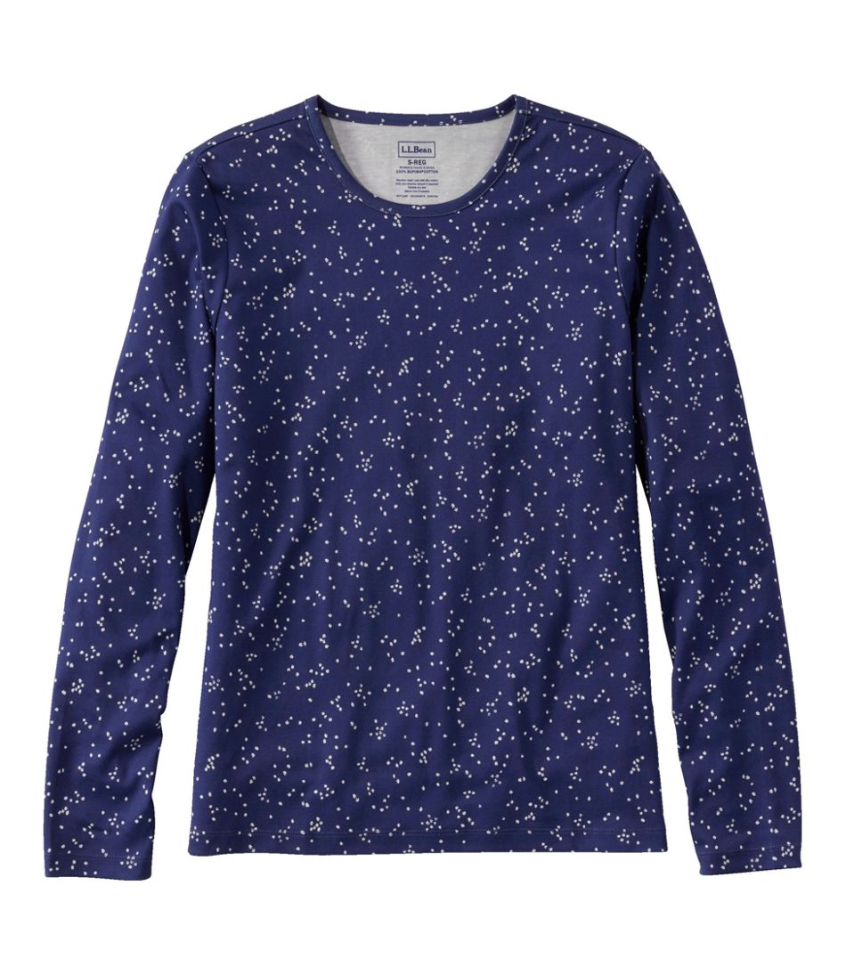 L.L.Bean On Sale | Women's Pima Cotton Tee, Long-Sleeve Crewneck Print