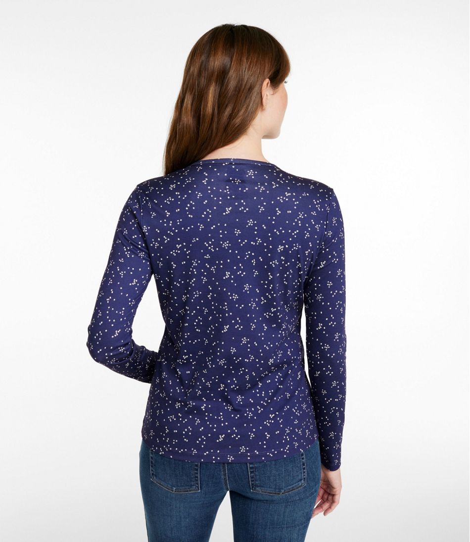 L.L.Bean On Sale | Women's Pima Cotton Tee, Long-Sleeve Crewneck Print