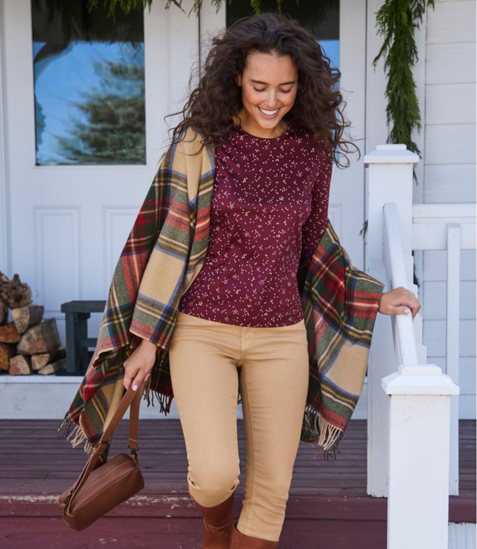 L.L.Bean On Sale | Women's Pima Cotton Tee, Long-Sleeve Crewneck Print
