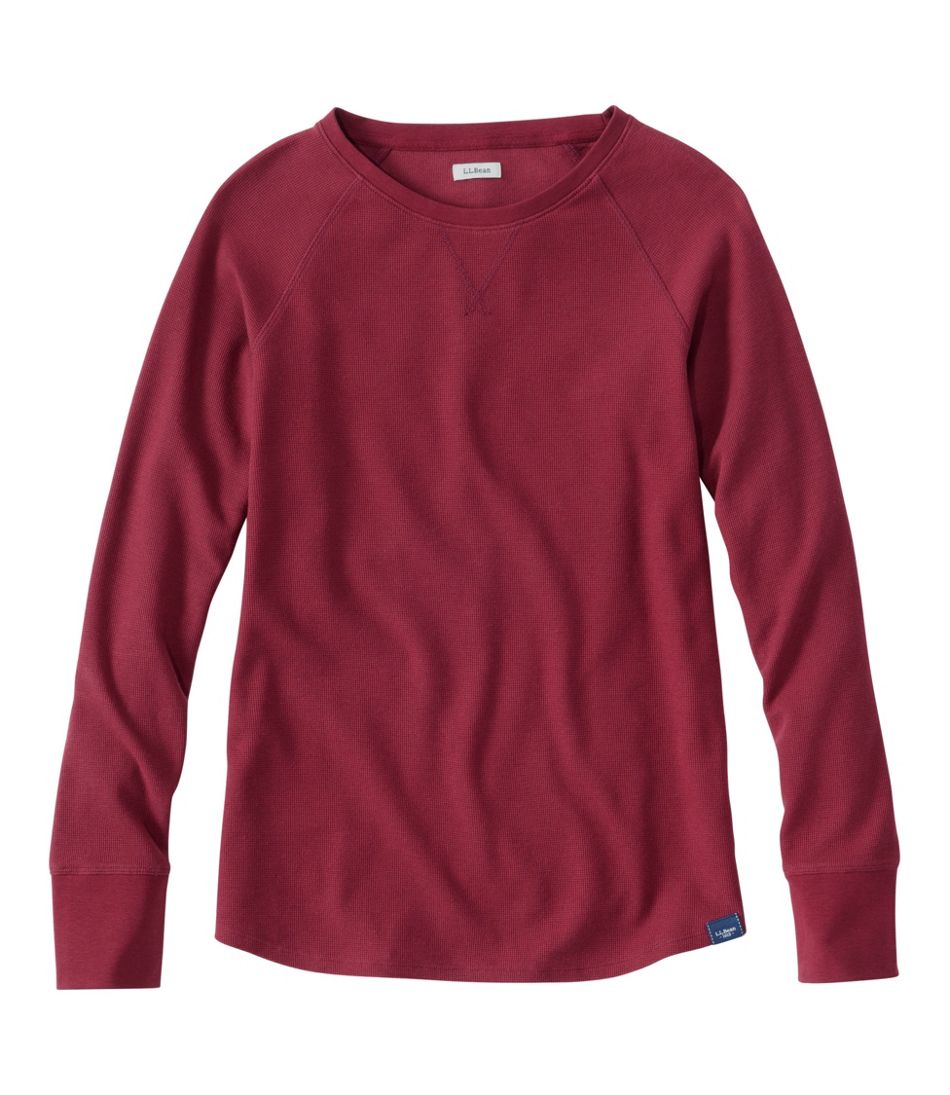 L.L.Bean For Sale | Women's Unshrinkable Mini-Waffle Tee, Long-Sleeve Crewneck