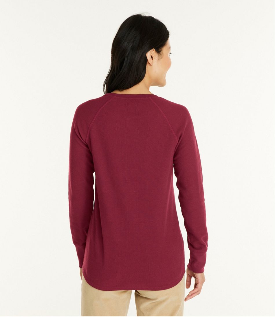 L.L.Bean For Sale | Women's Unshrinkable Mini-Waffle Tee, Long-Sleeve Crewneck