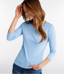 L.L.Bean | Women's Pima Cotton Shaped Tee, Three-Quarter-Sleeve Jewelneck
