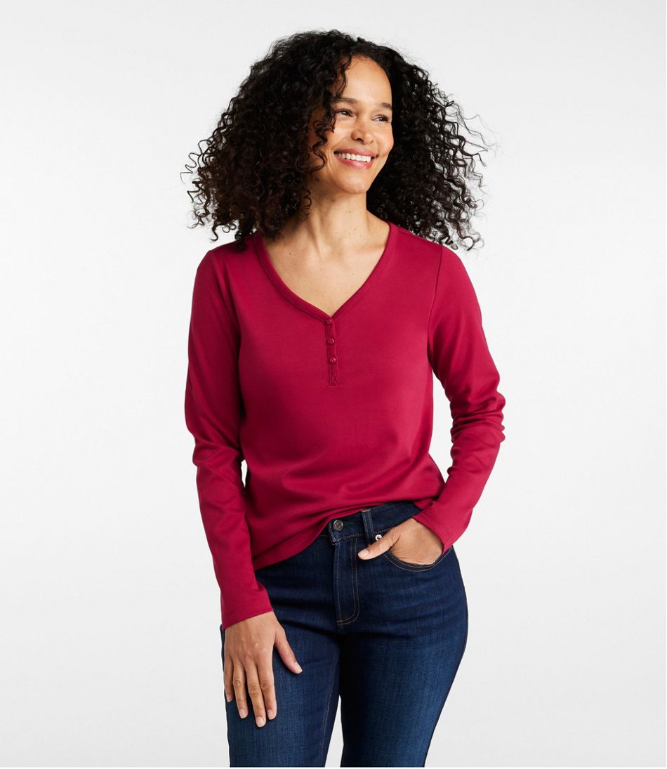 L.L.Bean Sale | Women's V-Neck Henley, Long-Sleeve