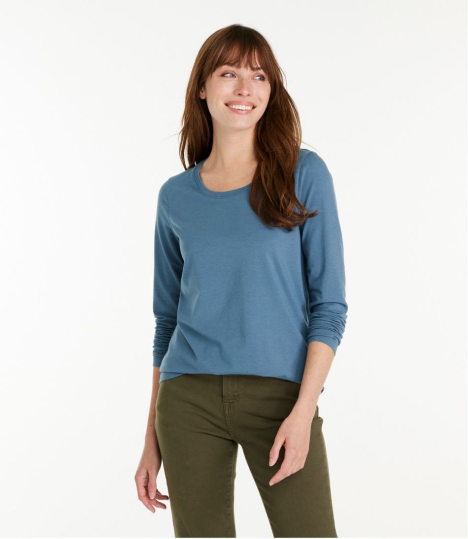L.L.Bean On Sale | Women's Soft Stretch Supima-Blend Tee, Scoopneck Long-Sleeve