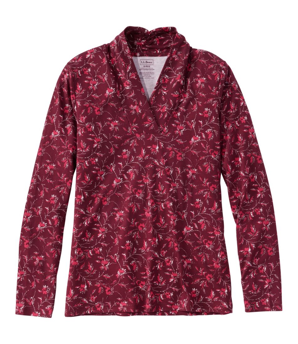 L.L.Bean Online | Women's Pima Cotton Tee, Shawl Long-Sleeve Print