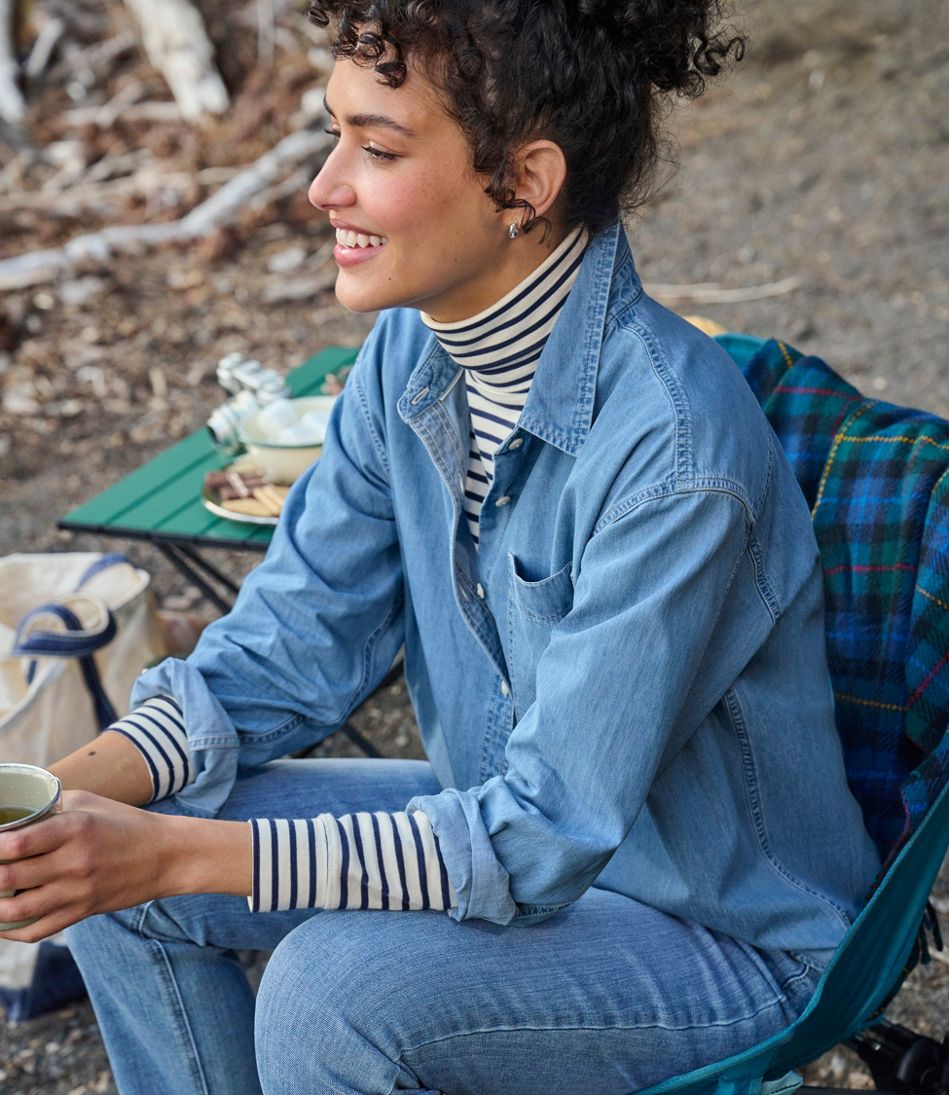 L.L.Bean Outlet | Women's Interlock Turtleneck, Long-Sleeve Stripe