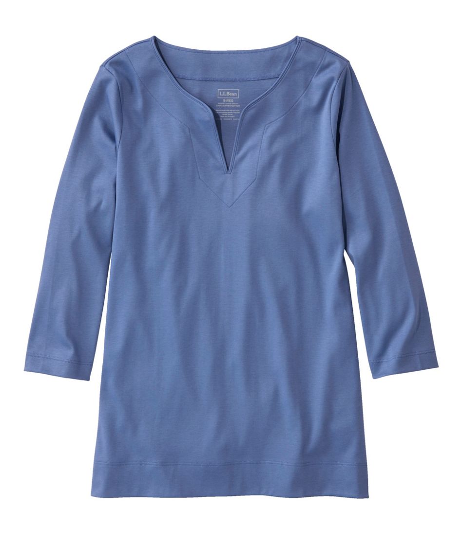 L.L.Bean On Sale | Women's Pima Cotton Tunic, Three-Quarter-Sleeve Splitneck