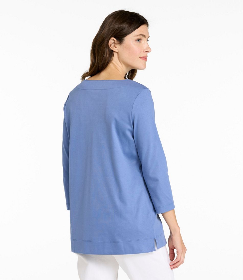 L.L.Bean On Sale | Women's Pima Cotton Tunic, Three-Quarter-Sleeve Splitneck