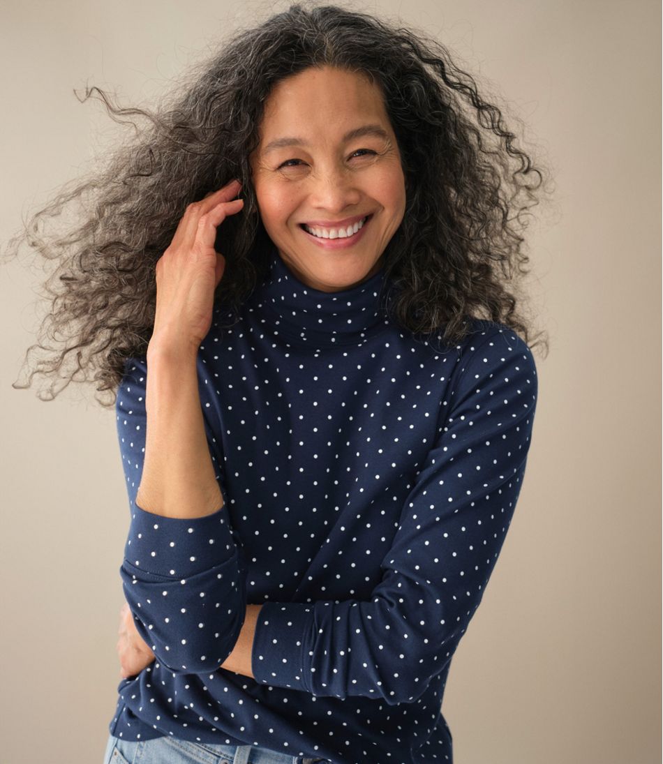 L.L.Bean New | Women's Interlock Turtleneck, Long-Sleeve Allover Print