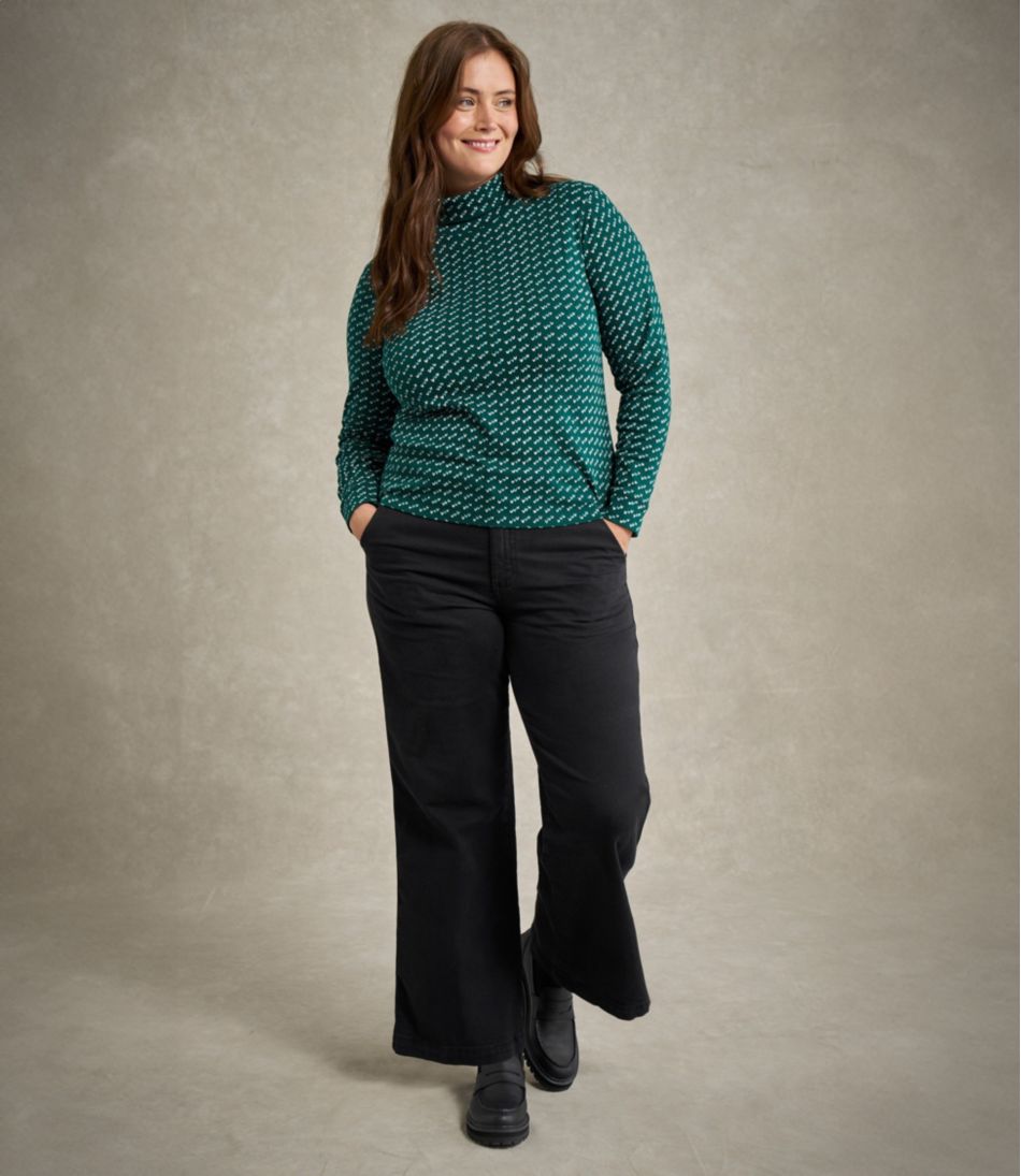 L.L.Bean New | Women's Interlock Turtleneck, Long-Sleeve Allover Print