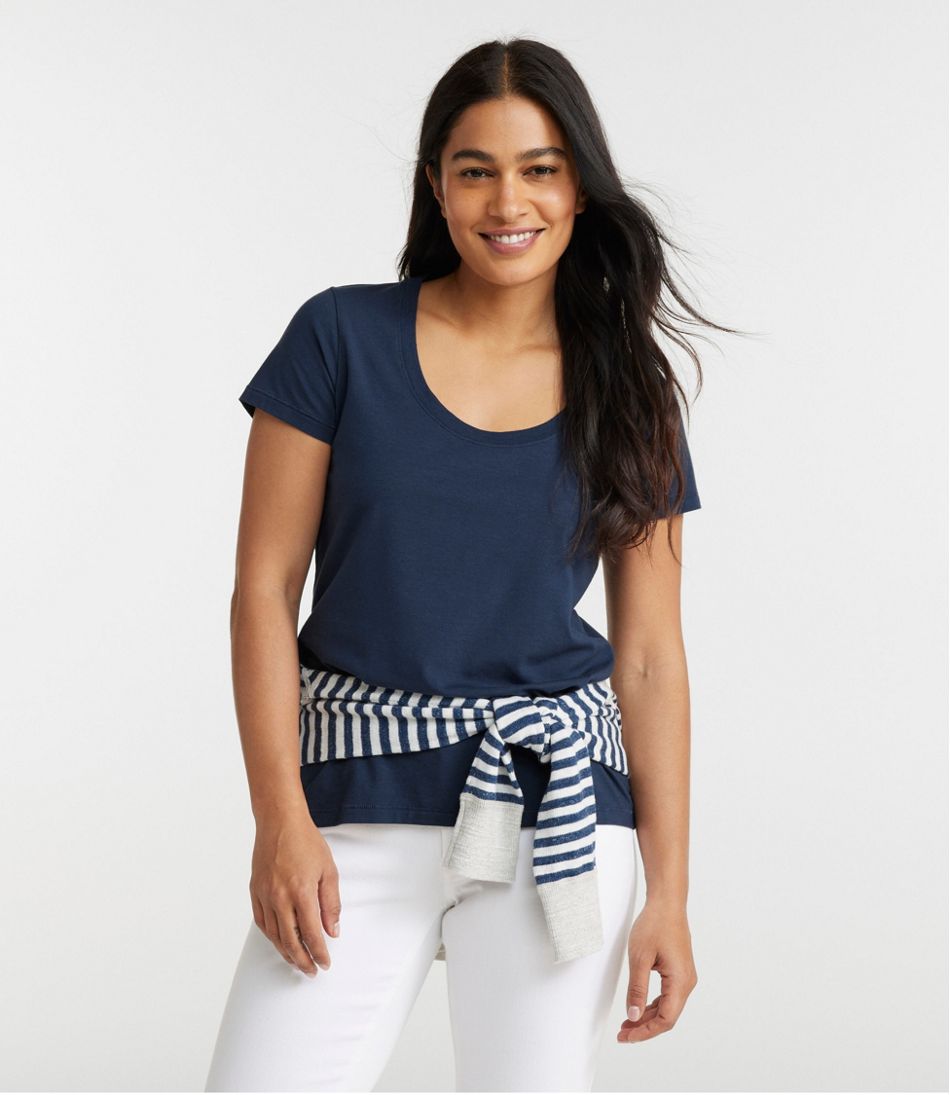 L.L.Bean Online | Women's Soft Stretch Supima-Blend Tee, Scoopneck Short-Sleeve