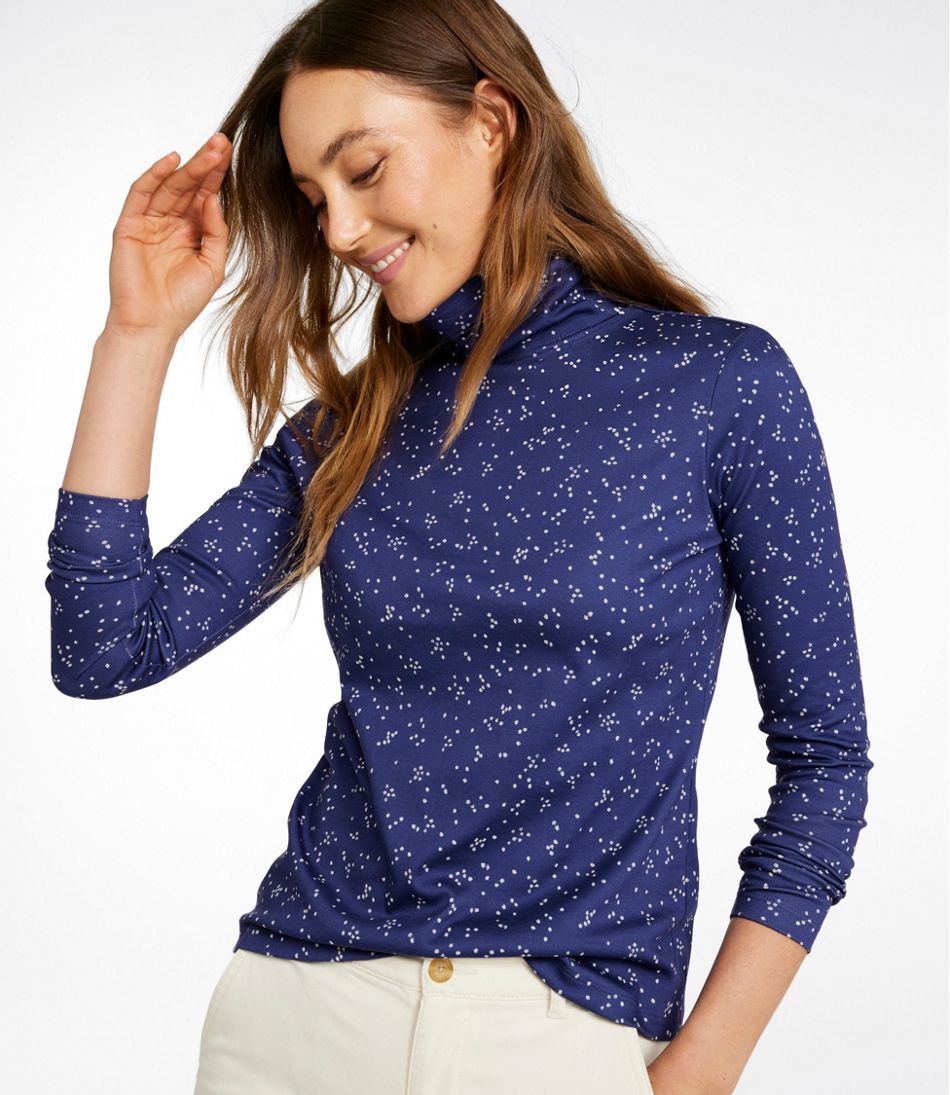 L.L.Bean Outlet | Women's Pima Cotton Turtleneck, Long-Sleeve Print