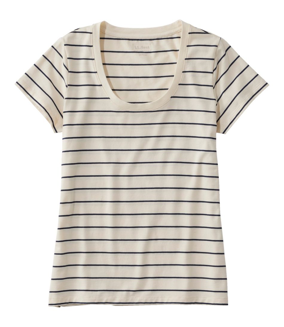 L.L.Bean On Sale | Women's Soft Stretch Supima-Blend Tee, Scoopneck Short-Sleeve Stripe