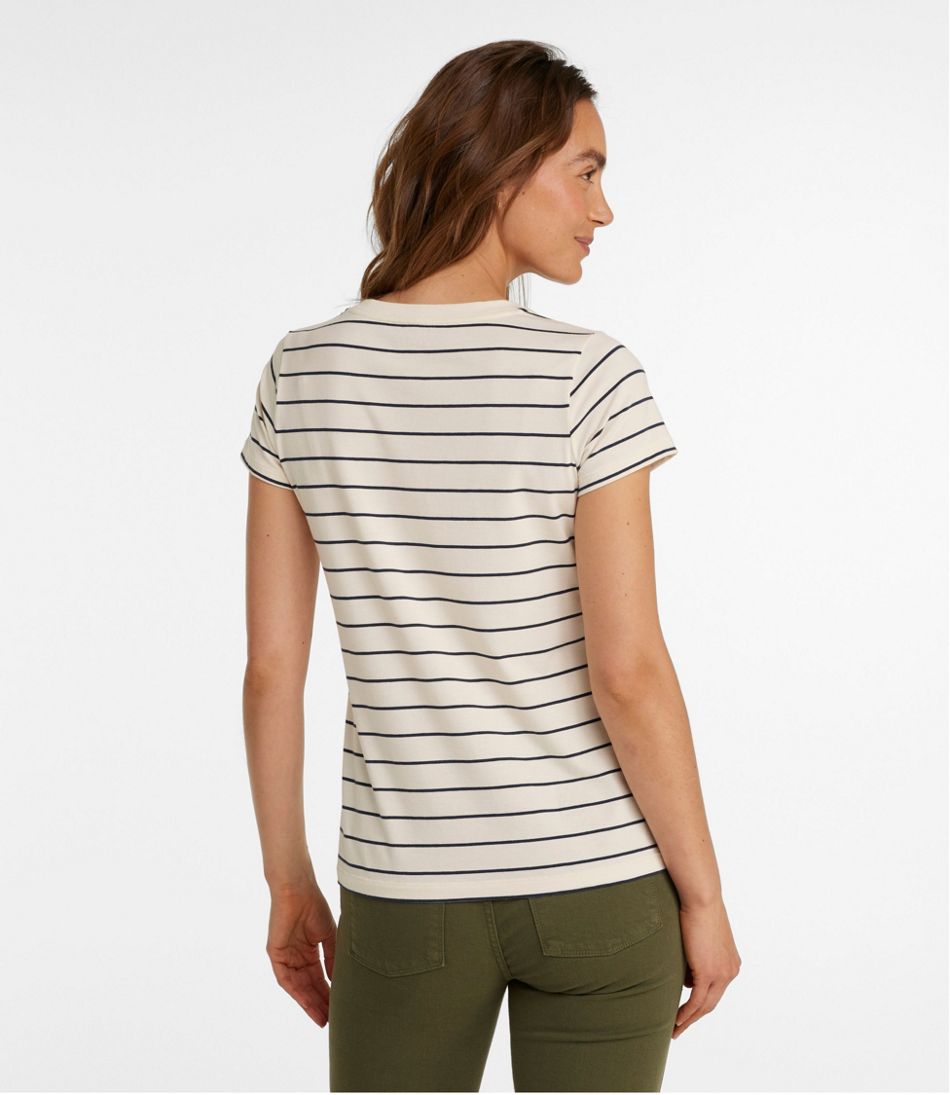 L.L.Bean On Sale | Women's Soft Stretch Supima-Blend Tee, Scoopneck Short-Sleeve Stripe