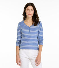 L.L.Bean | Women's V-Neck Henley, Long-Sleeve Stripe