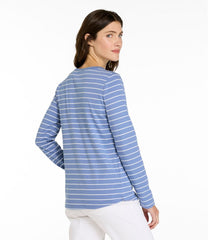 L.L.Bean | Women's V-Neck Henley, Long-Sleeve Stripe