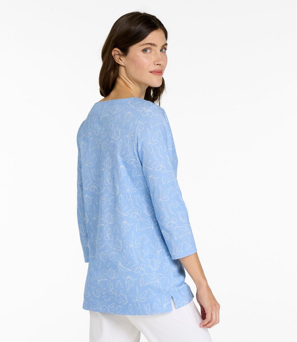 L.L.Bean Online | Women's Pima Cotton Tunic, Three-Quarter-Sleeve Splitneck Print