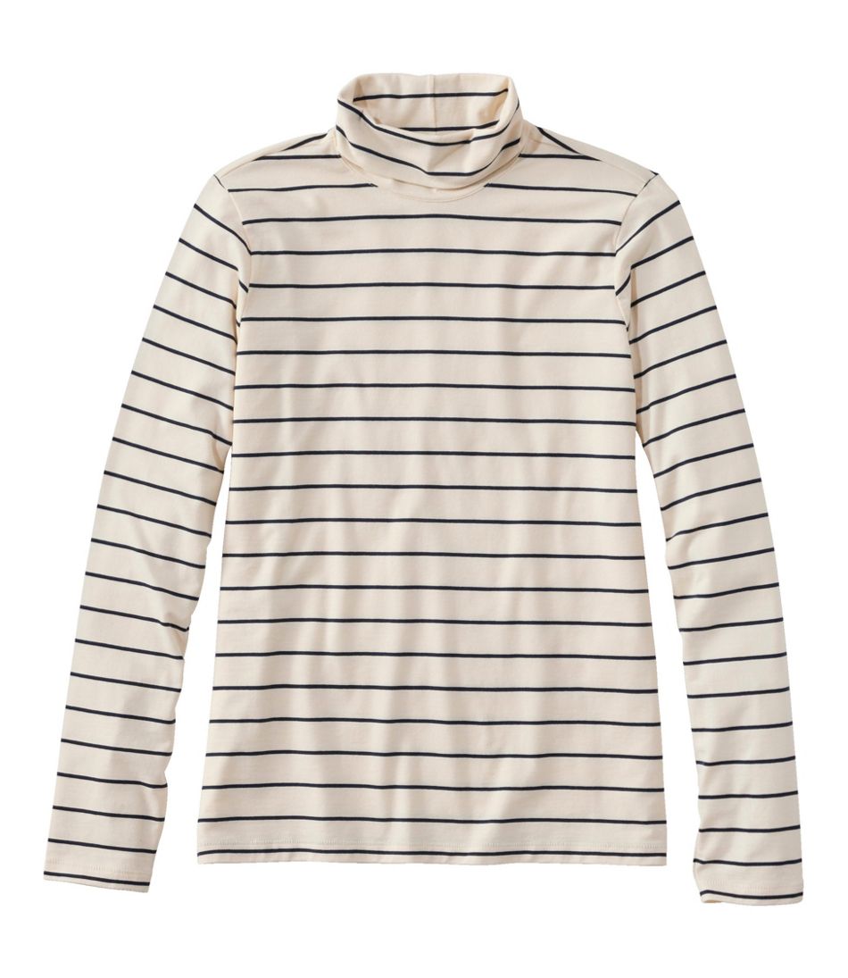 L.L.Bean Discount | Women's Soft Stretch Supima-Blend Tee, Turtleneck Stripe