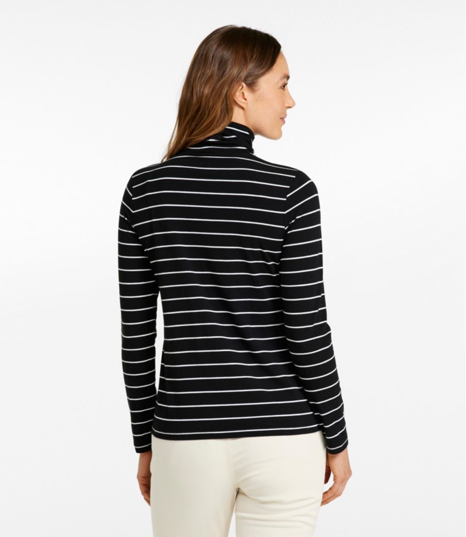 L.L.Bean Discount | Women's Soft Stretch Supima-Blend Tee, Turtleneck Stripe